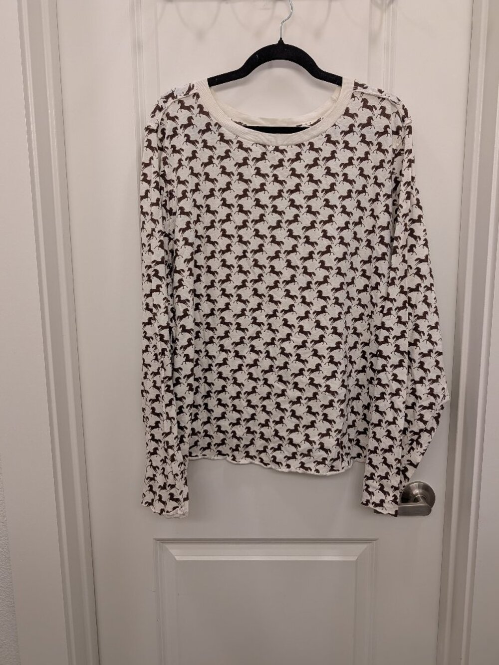 Maeve Anthro Brown Horse Print Long Sleeve Top Plus Size 3X